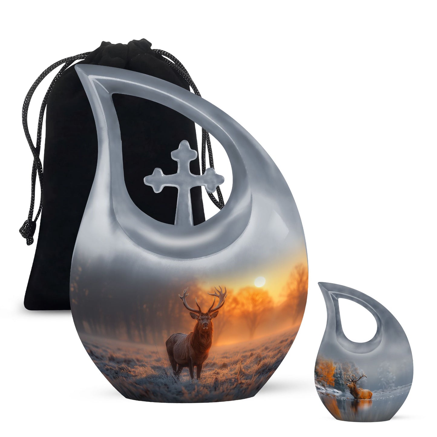 10 Inch Deer-themed Large Aluminium Cremation Urn