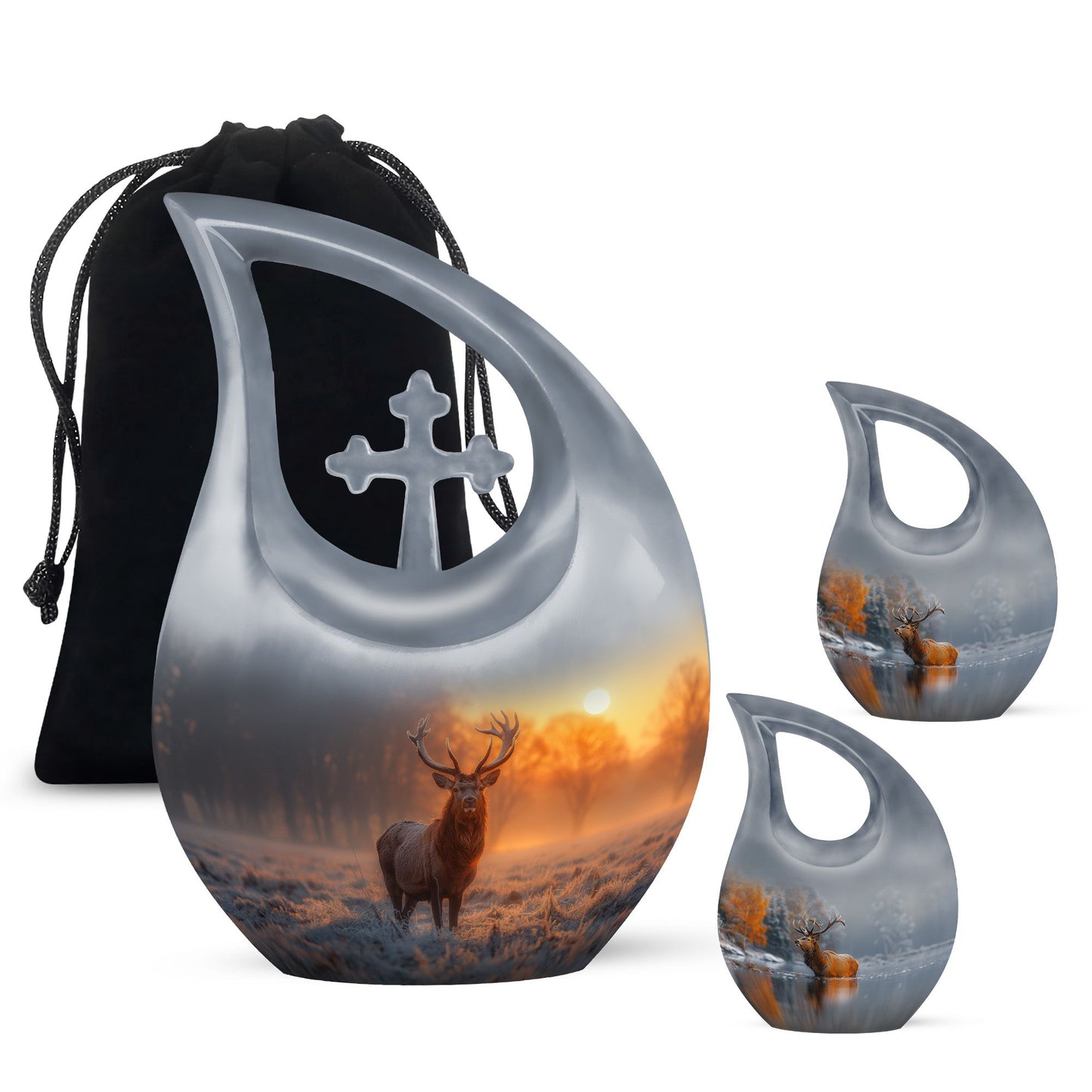 10 Inch Deer-themed Large Aluminium Cremation Urn
