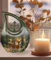 10 inch Deer Family Urn Cross Drop design