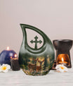10 inch Deer Family Urn Cross Drop design