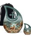 Deer Family Theme Large Urn With 1 Keepsake Urn