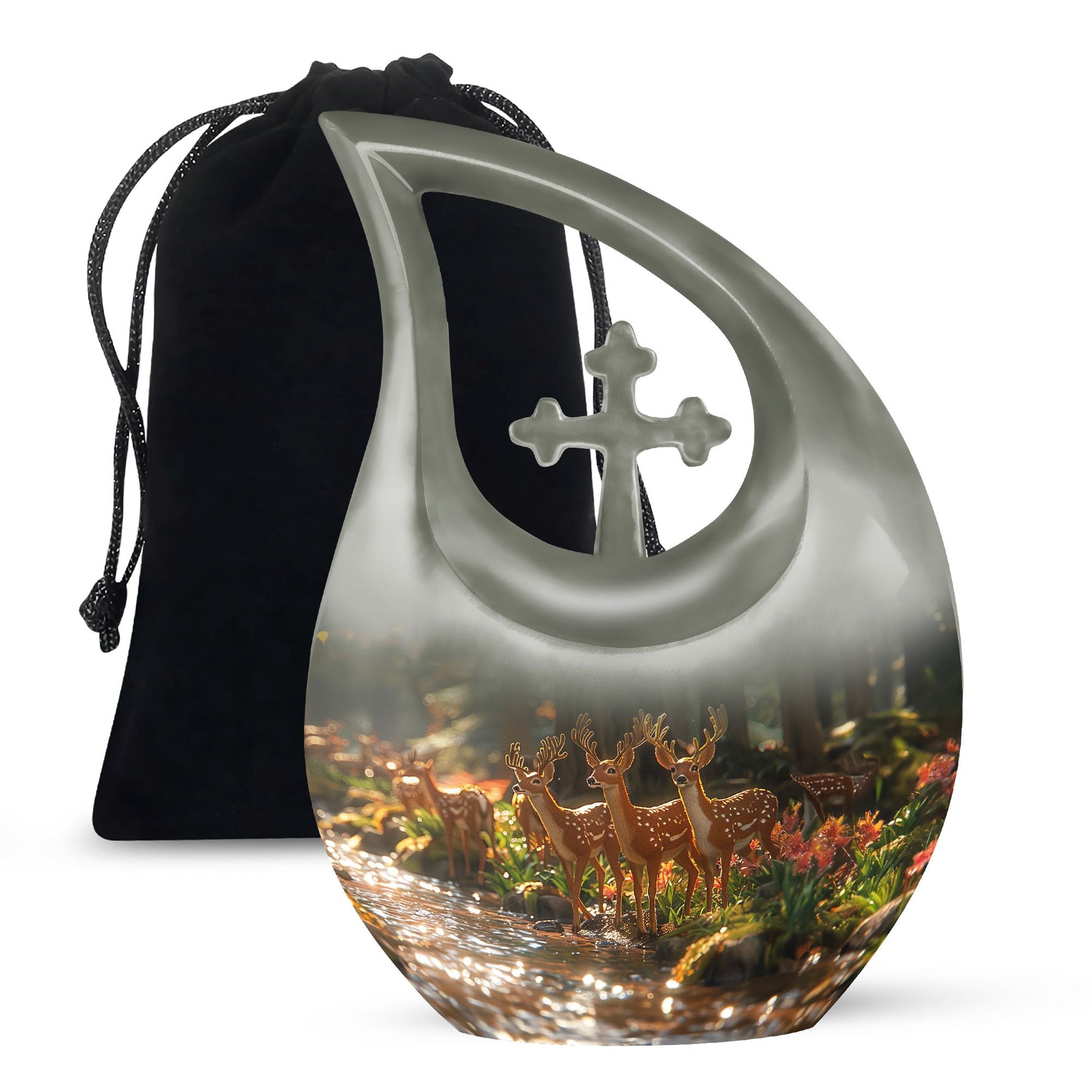 Deer Family Theme Large Urn 10 Inch