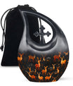 10-inch Deer Family Urn with Cross Drop Design, 