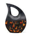 10-inch Deer Family Urn with Cross Drop Design, 