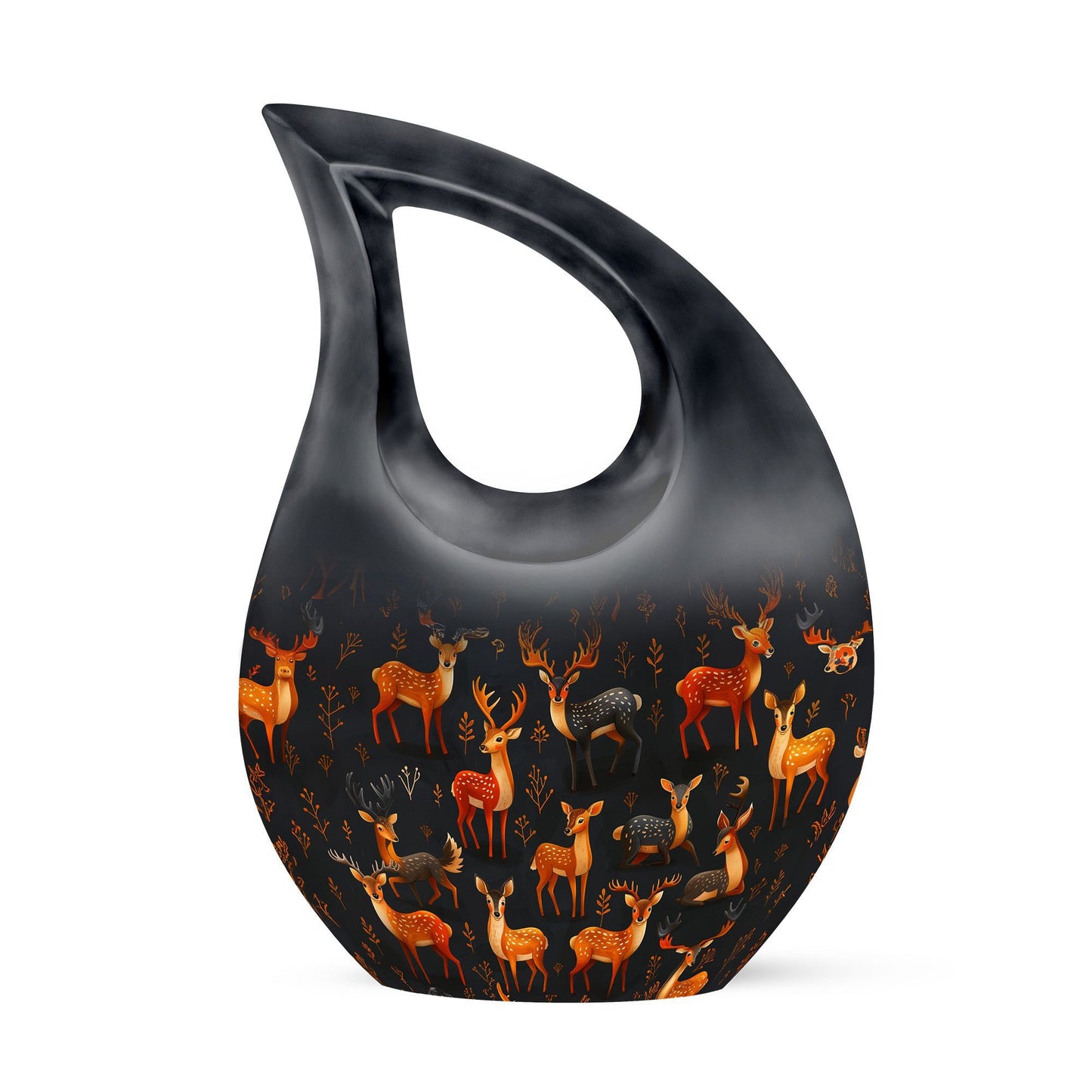 10-inch Deer Family Urn with Cross Drop Design, 