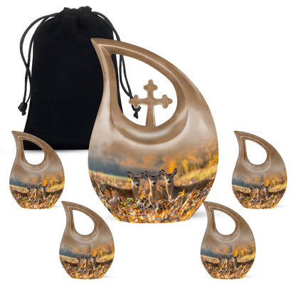Personalized Deer Cremation Urn for Human Ashes - 10-inch, 200 cu in - Yatskia