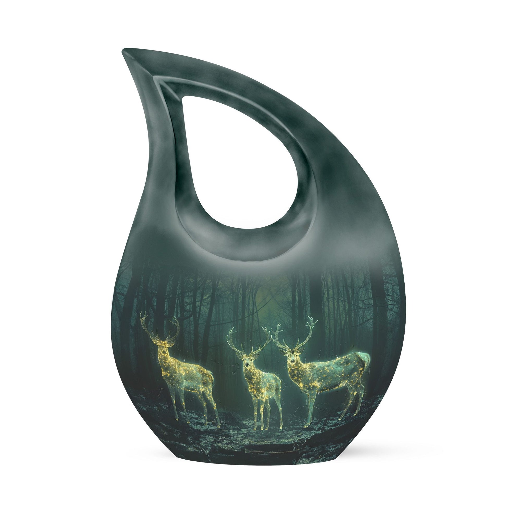 10- inch Deer Family Urn with Cross Drop design,