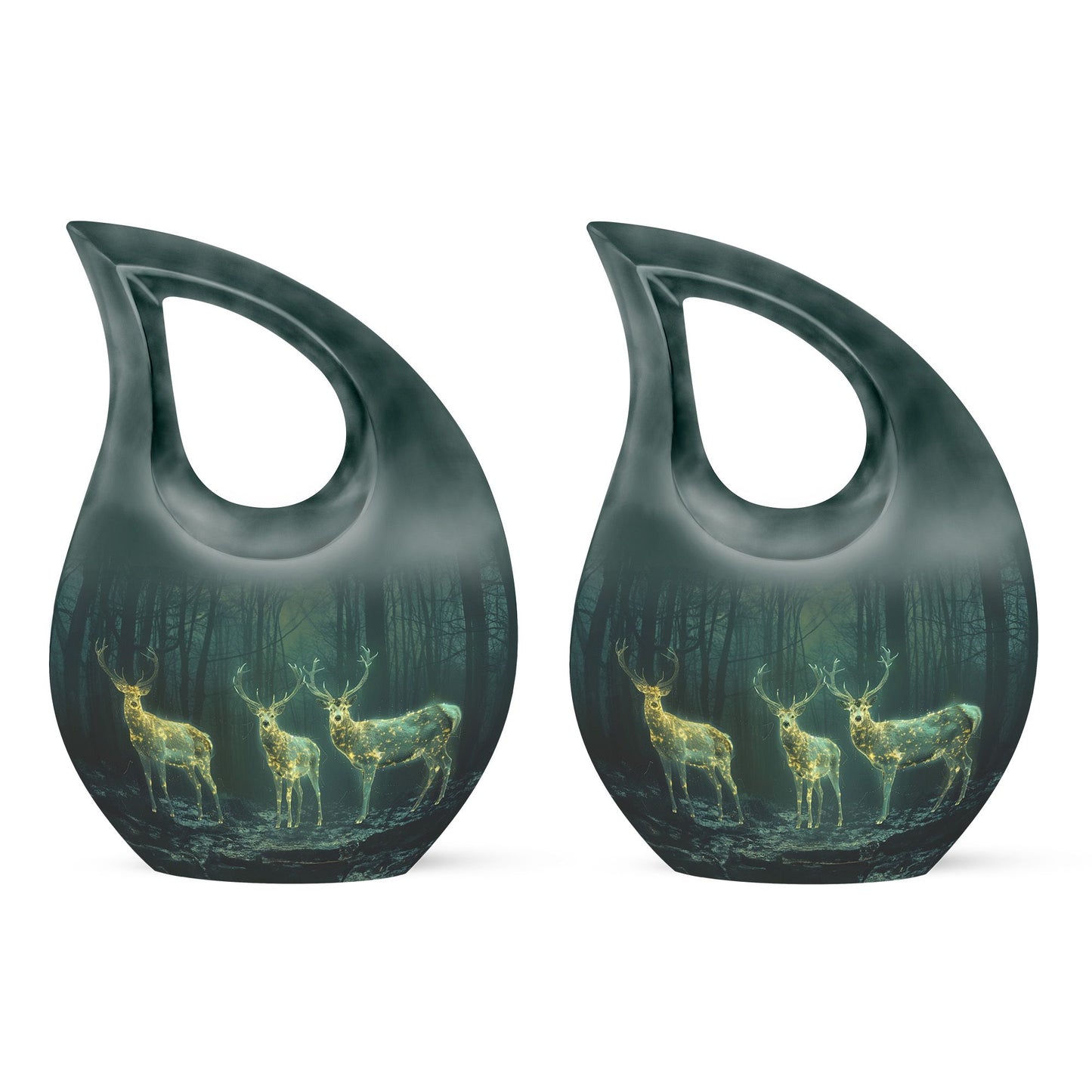 10- inch Deer Family Urn with Cross Drop design,