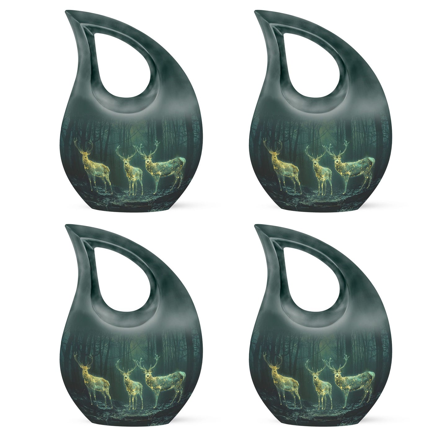 10- inch Deer Family Urn with Cross Drop design,
