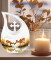 Deer Family themed, 10-inch Cross Drop Large Urn
