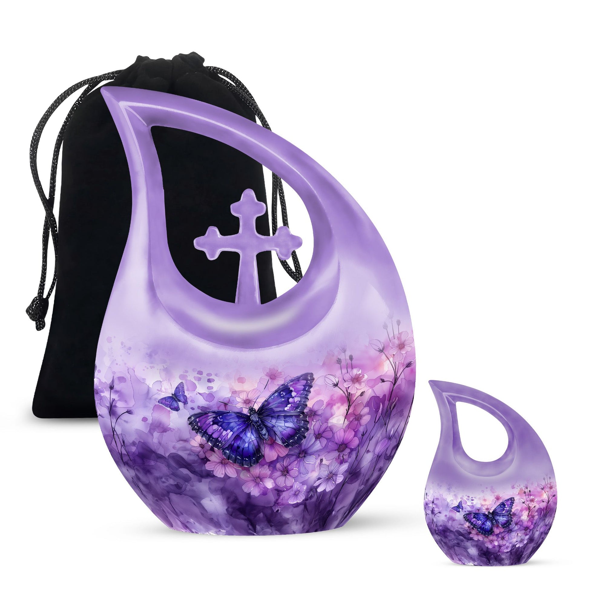 Butterfly Theme Large Urn With 1 Keepsake Urn