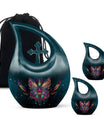 Butterfly Theme Large Urn With 2 Keepsake Urn