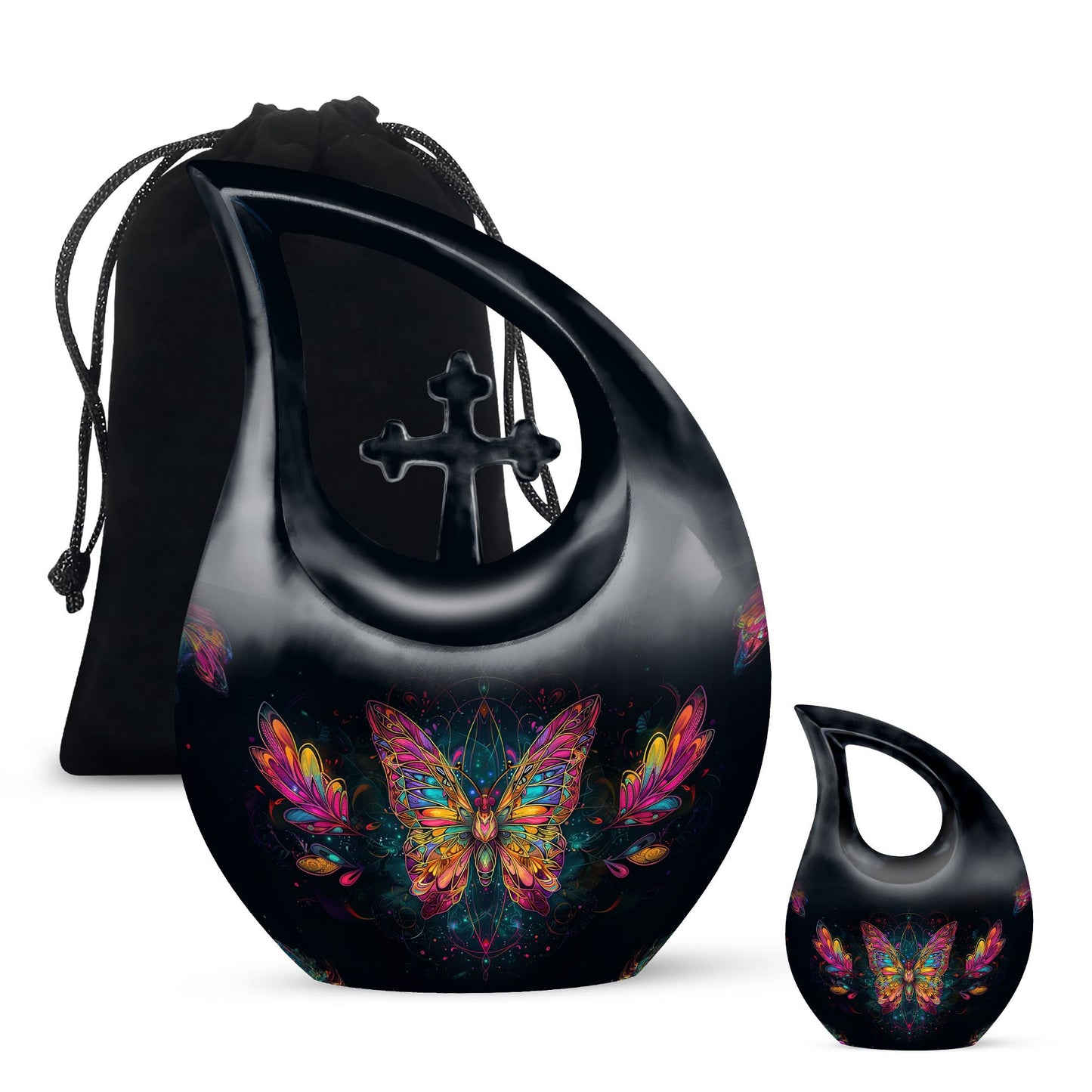 Butterfly Theme Large Urn With 1 Keepsake Urn