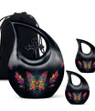 Butterfly Theme Large Urn With 2 Keepsake Urn