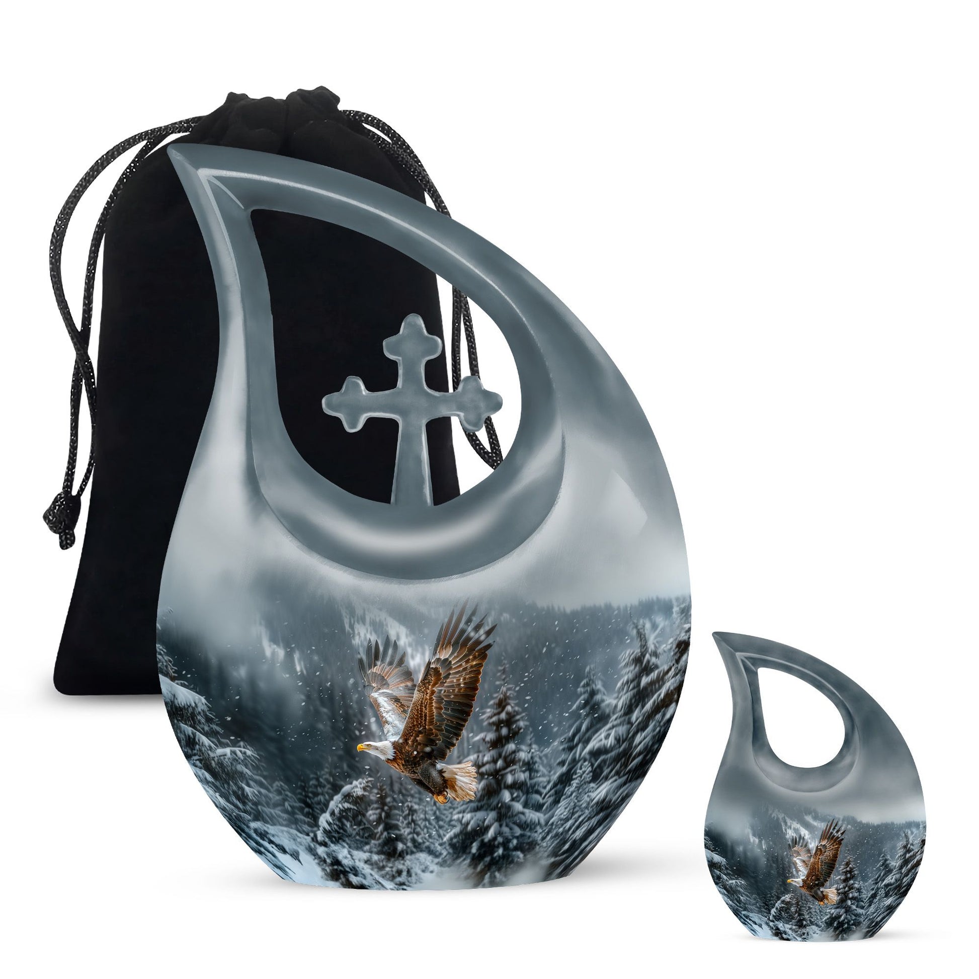 Eagle Theme Large Urn With 1 Keepsake Urn