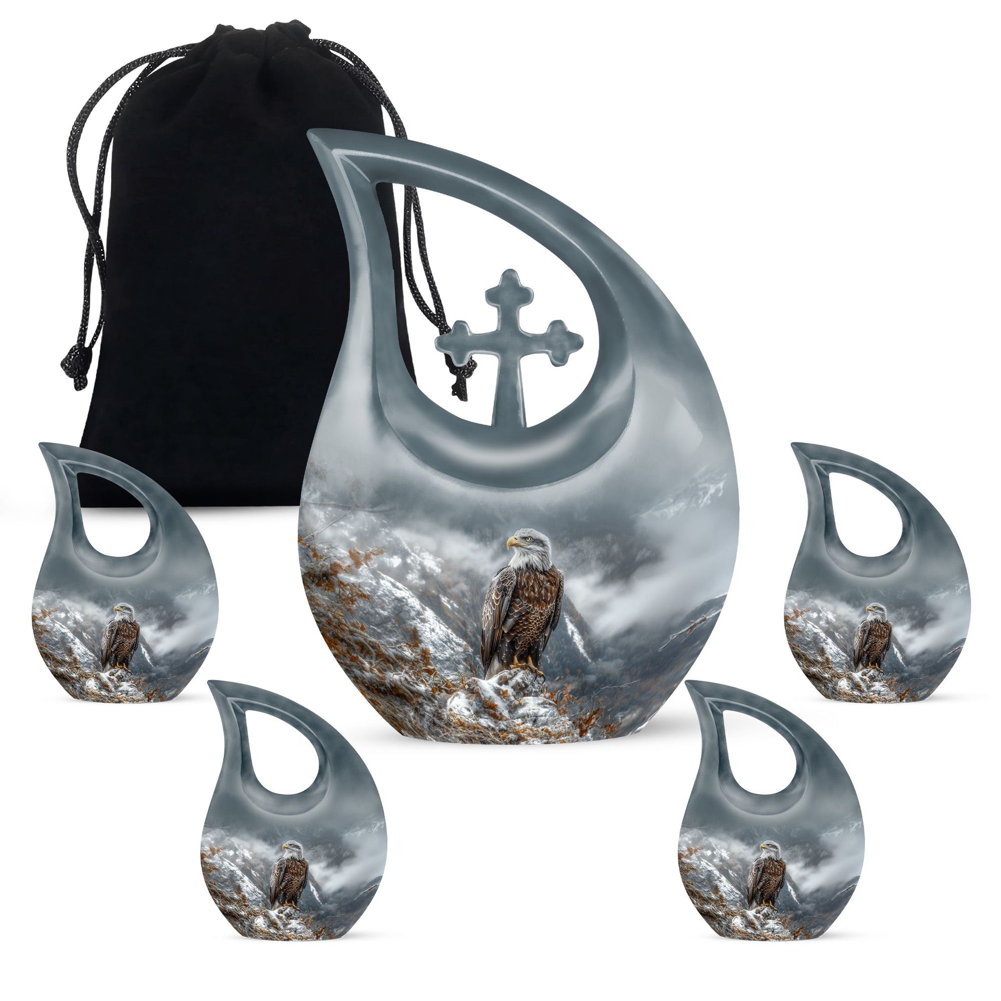 Eagle Theme Large Urn With 4 Keepsake Urn