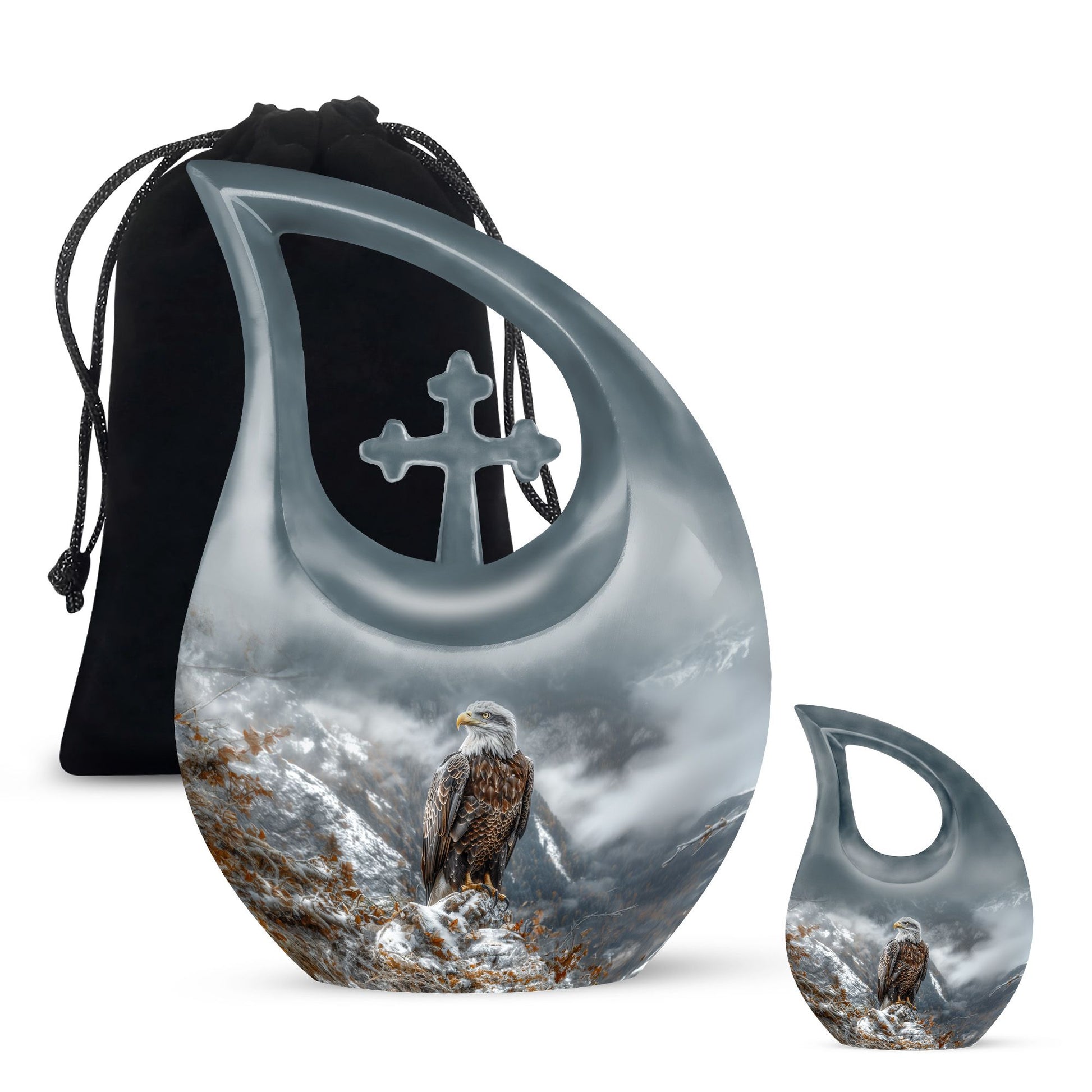 Eagle Theme Large Urn With 1 Keepsake Urn