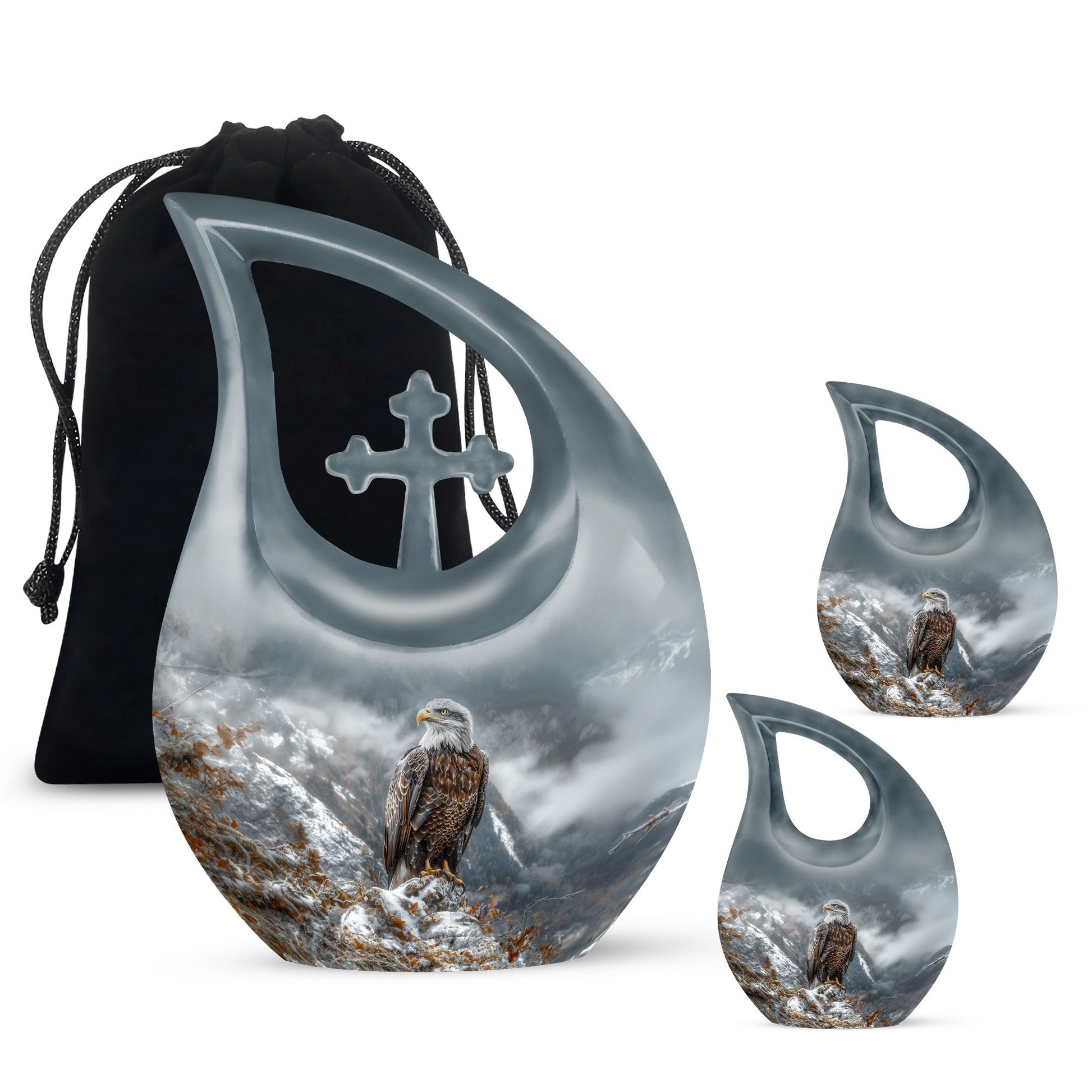 Eagle Theme Large Urn With 2 Keepsake Urn