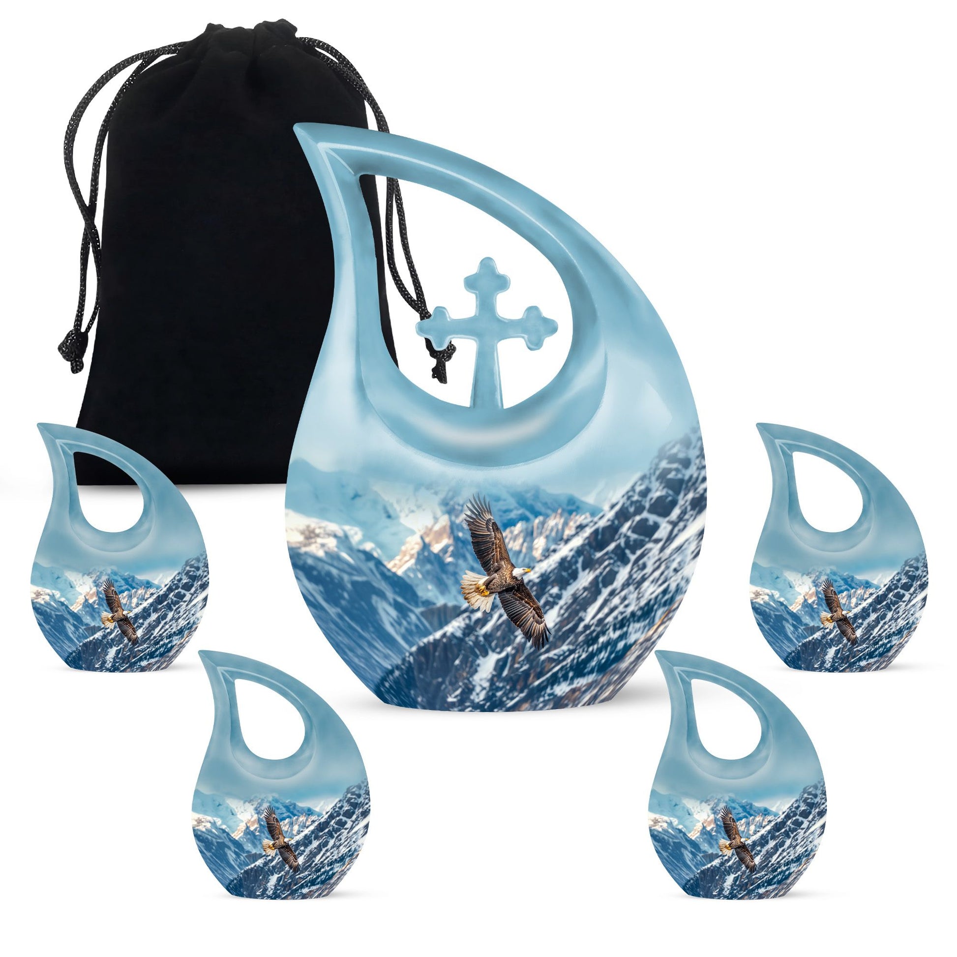 Eagle Theme Large Urn With 4 Keepsake Urn