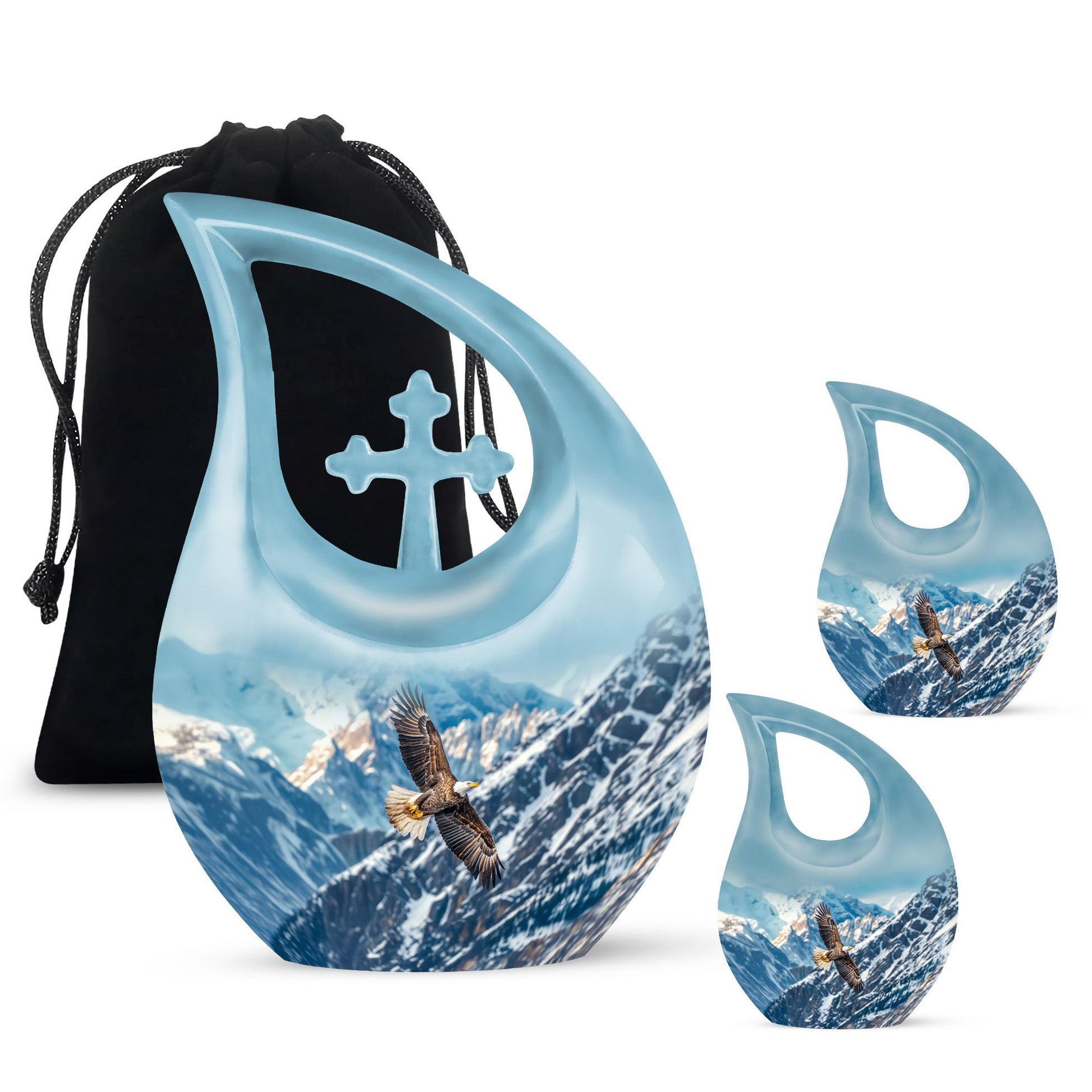 Eagle Theme Large Urn With 2 Keepsake Urn