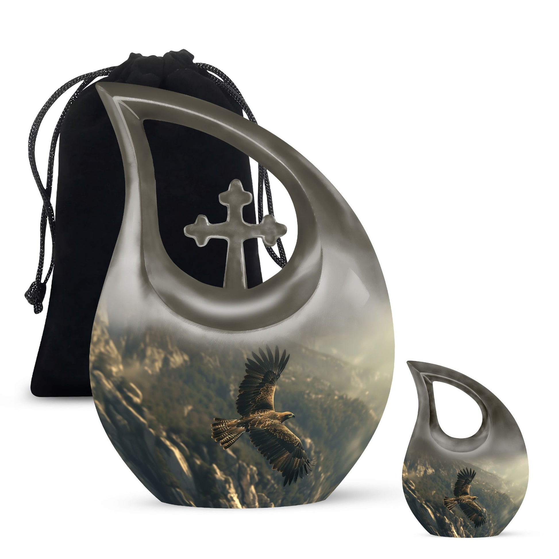 Eagle Theme Large Urn With 1 Keepsake Urn