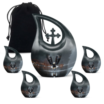 Eagle Theme Large Urn With 4 Keepsake Urn