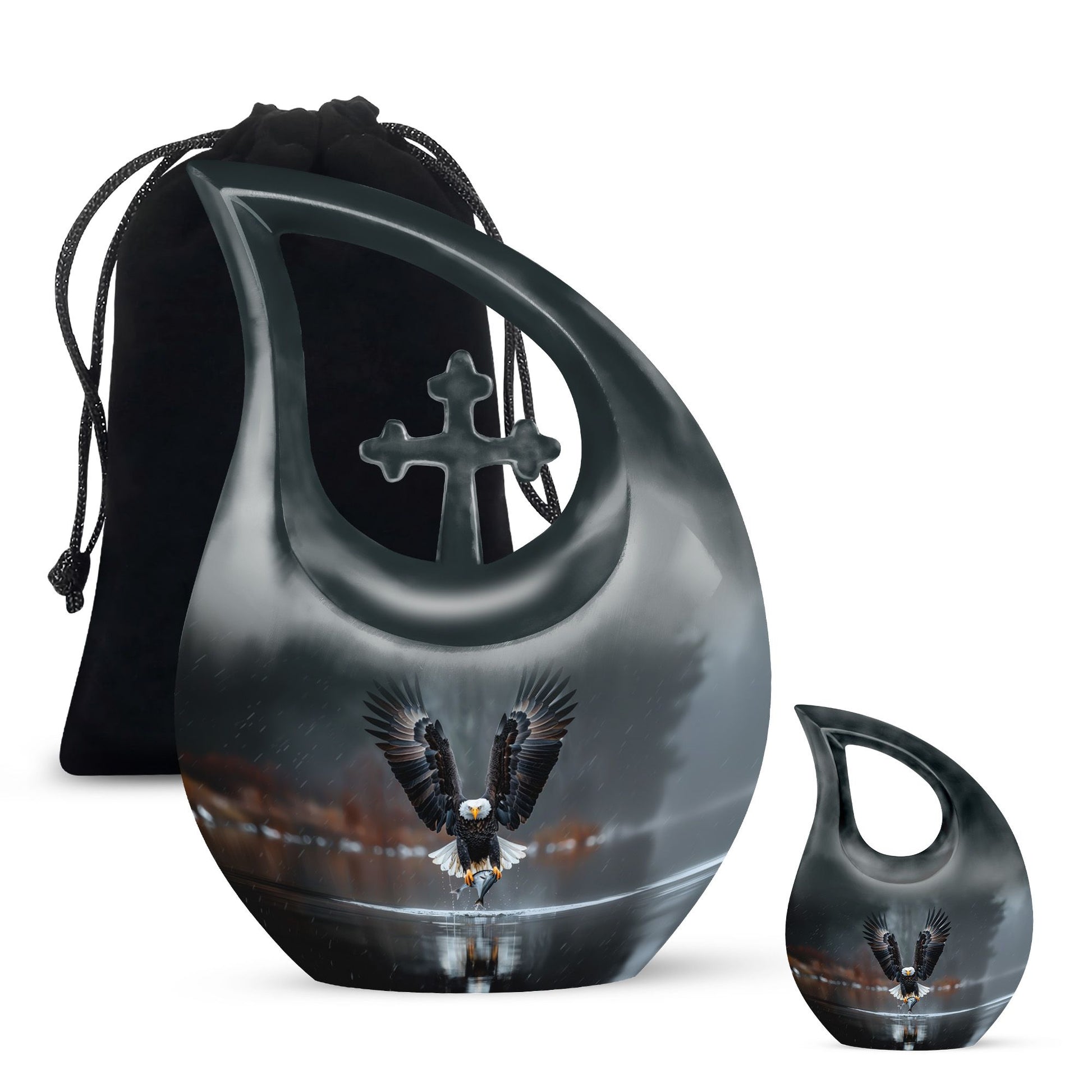 Eagle Theme Large Urn With 1 Keepsake Urn