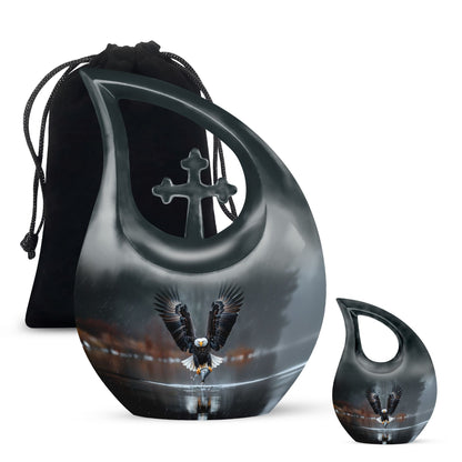 Eagle Theme Large Urn With 1 Keepsake Urn