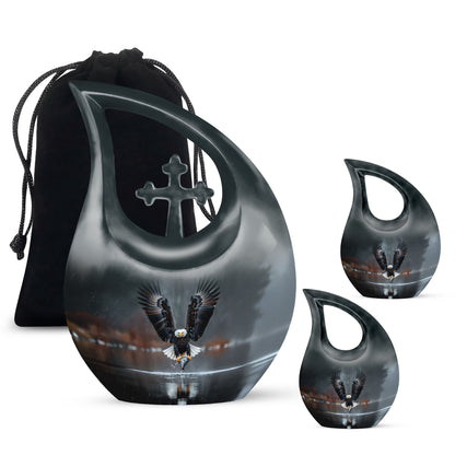 Eagle Theme Large Urn With 2 Keepsake Urn