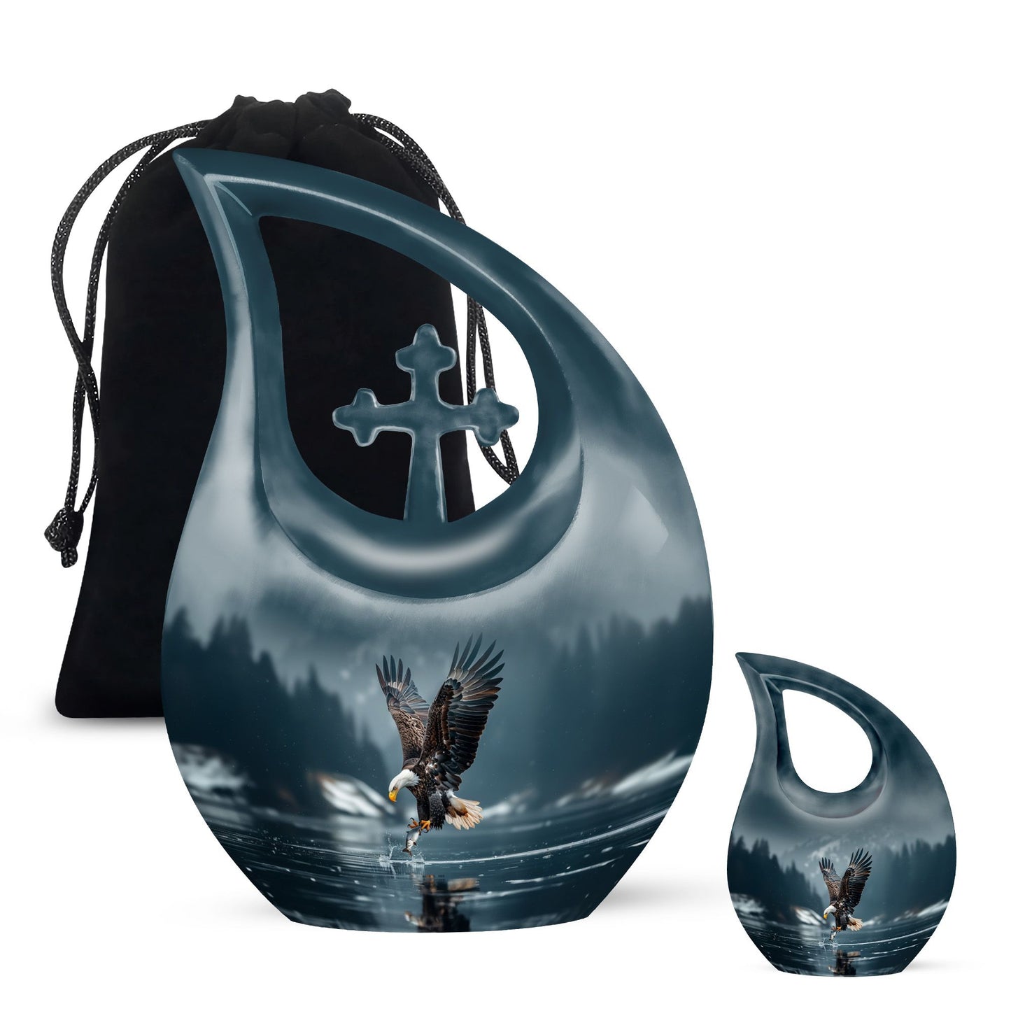 Eagle Theme Large Urn With 1 Keepsake Urn