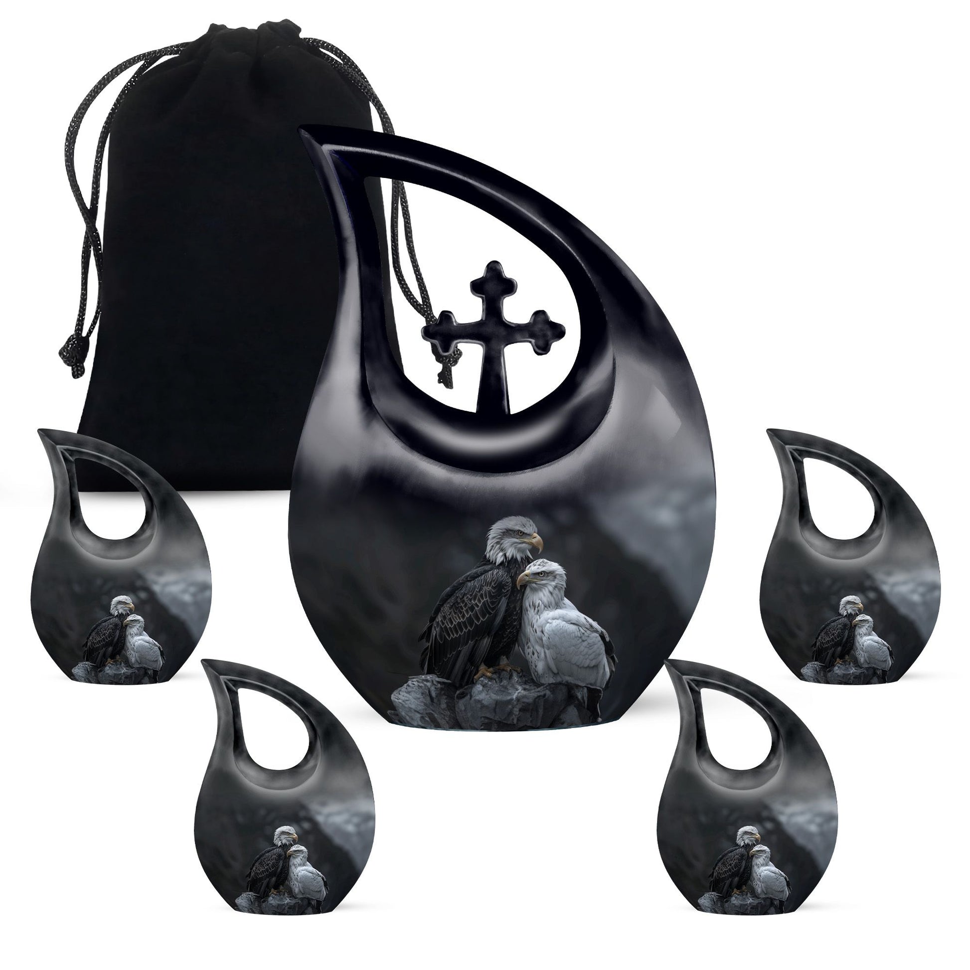 Eagle Theme Large Urn With 4 Keepsake Urn