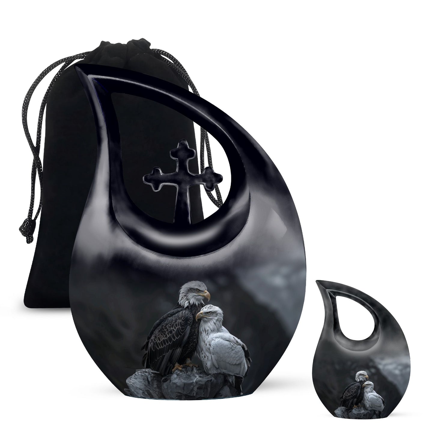 Eagle Theme Large Urn With 1 Keepsake Urn