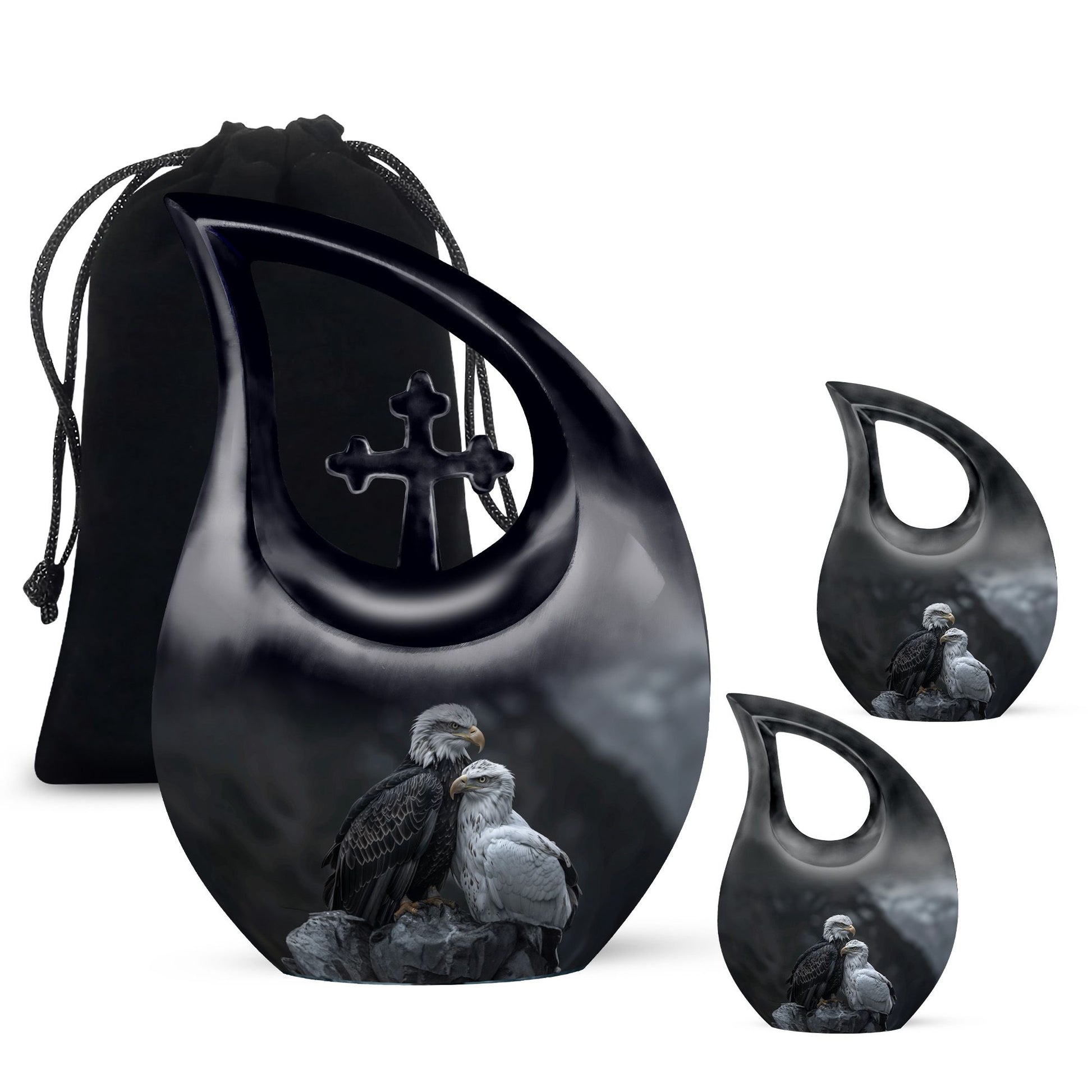 Eagle Theme Large Urn With 2 Keepsake Urn