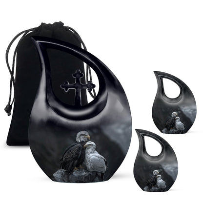 Eagle Theme Large Urn With 2 Keepsake Urn