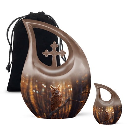 Owl Theme Large Urn With 1 Keepsake Urn