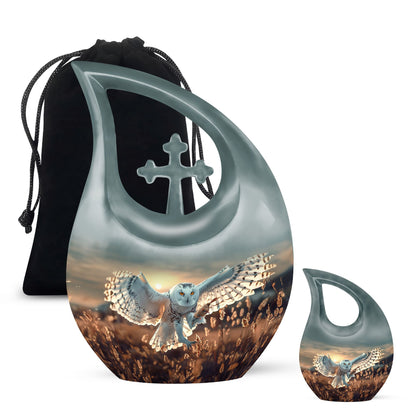 Owl Theme Large Urn With 1 Keepsake Urn
