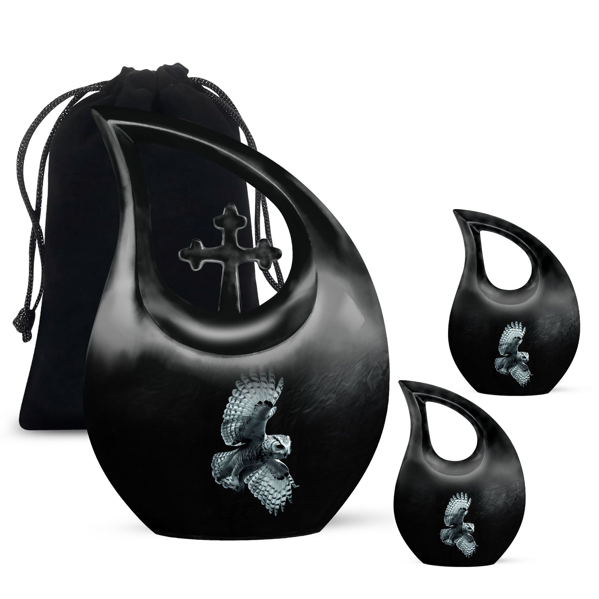 Owl Theme Large Urn With 2 Keepsake Urn