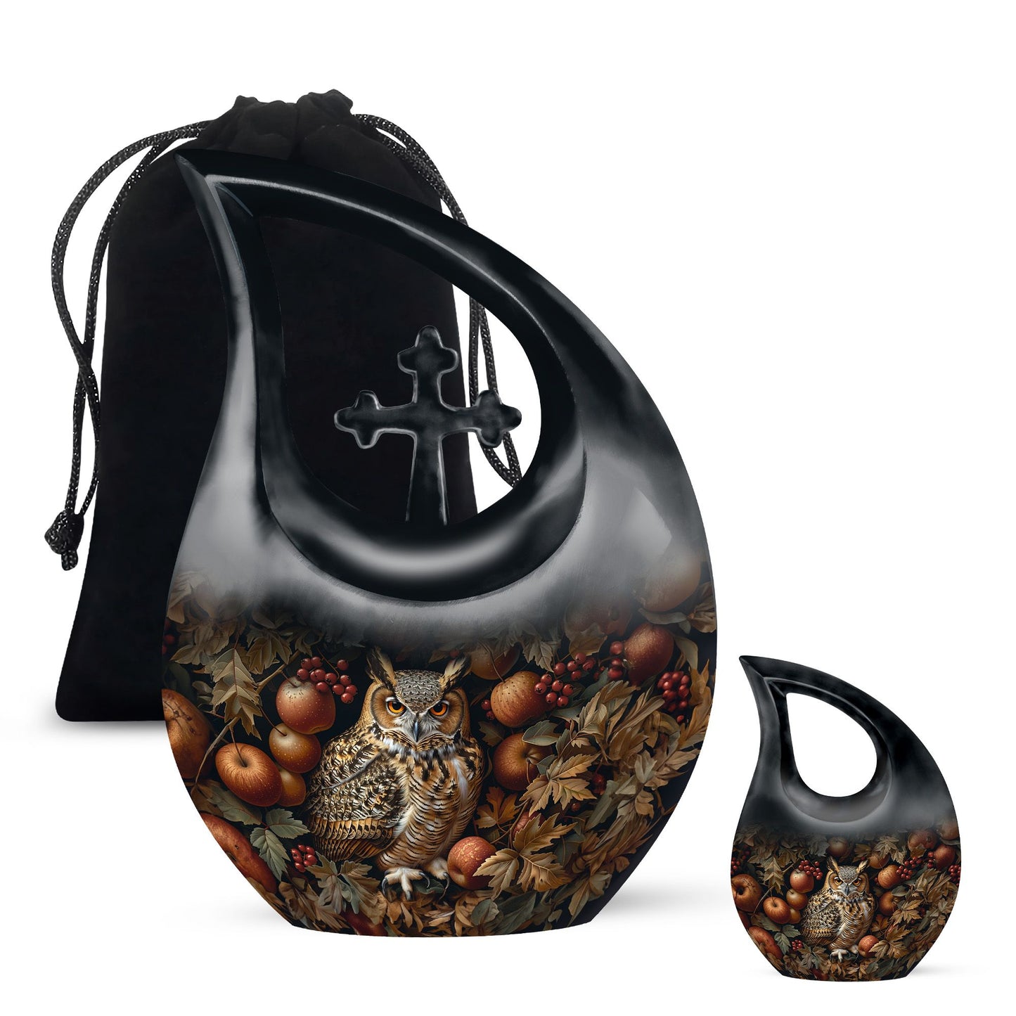 Owl Theme Large Urn With 1 Keepsake Urn