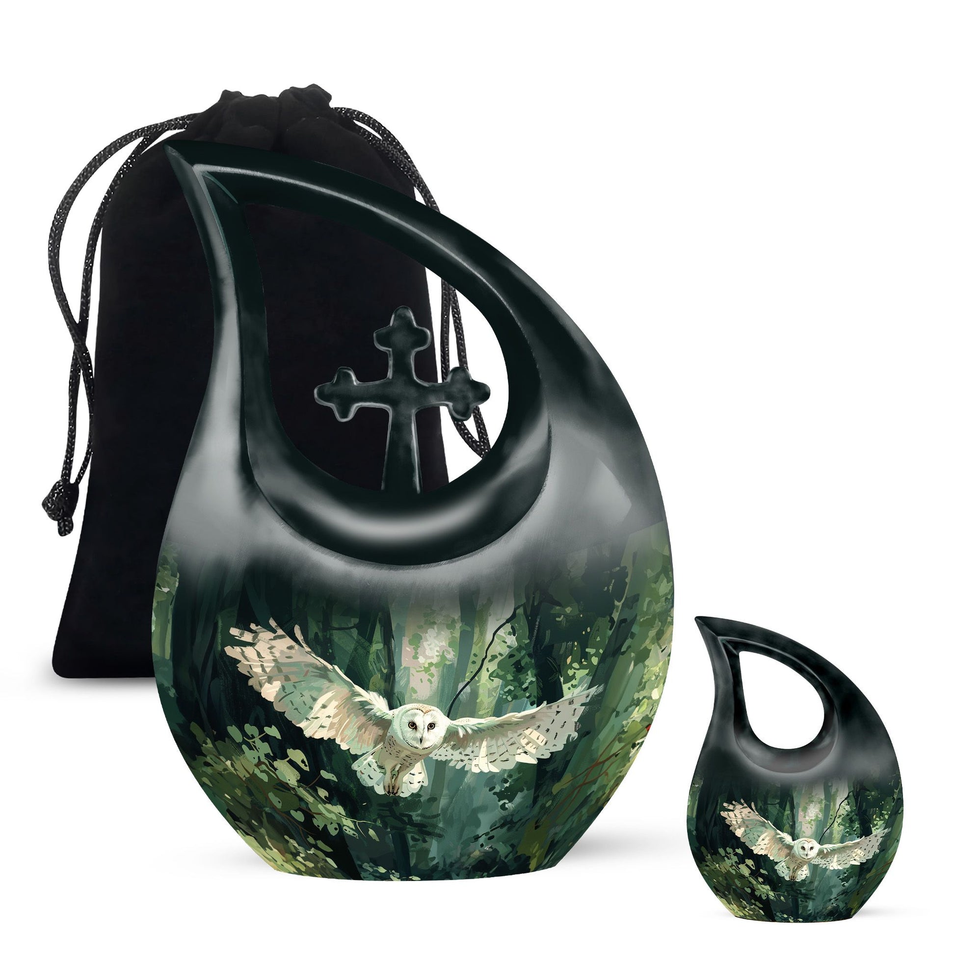 Owl Theme Large Urn With 1 Keepsake Urn