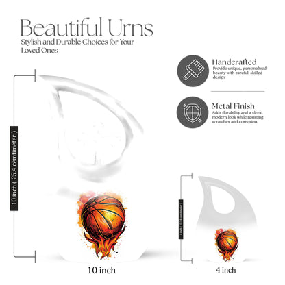 Large 10 inch Basketball themed Aluminum Urn, 