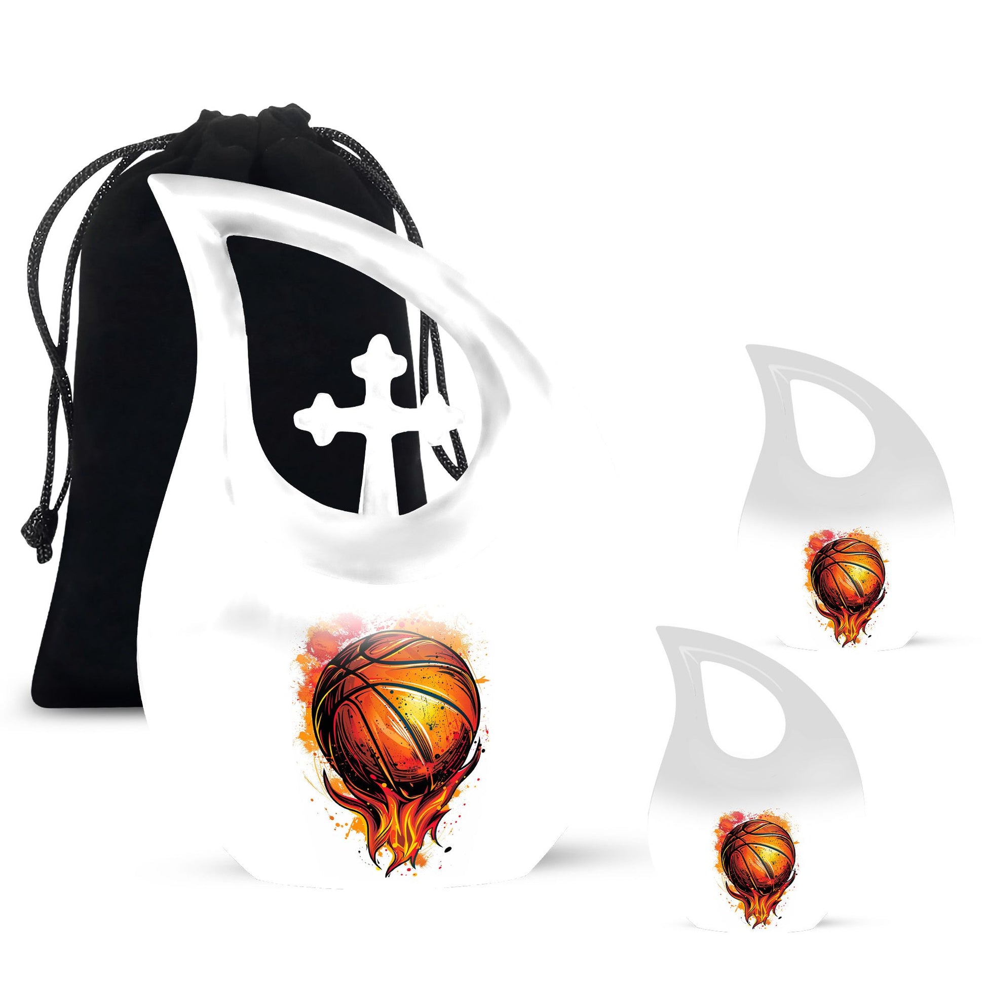 Basketball Theme Large Urn With 2 Keepsake Urn