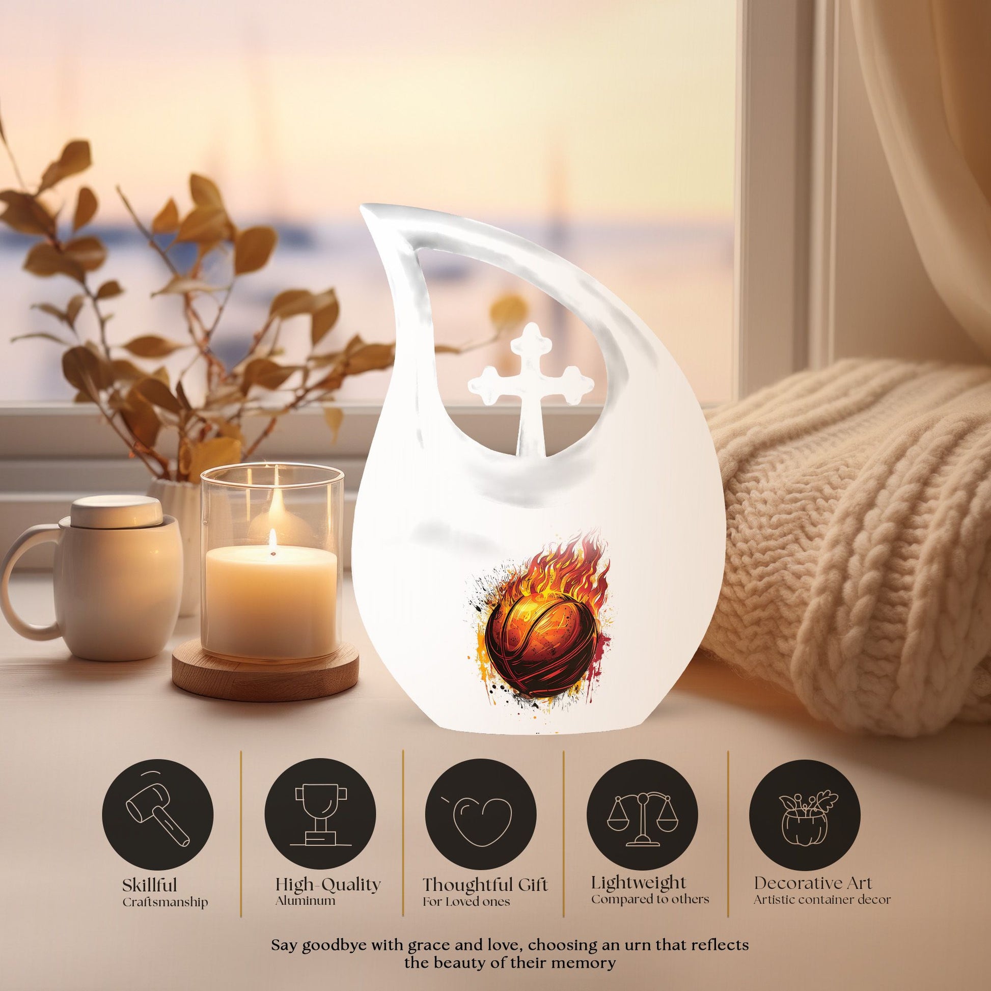 Cross drop designed Basketball urn 