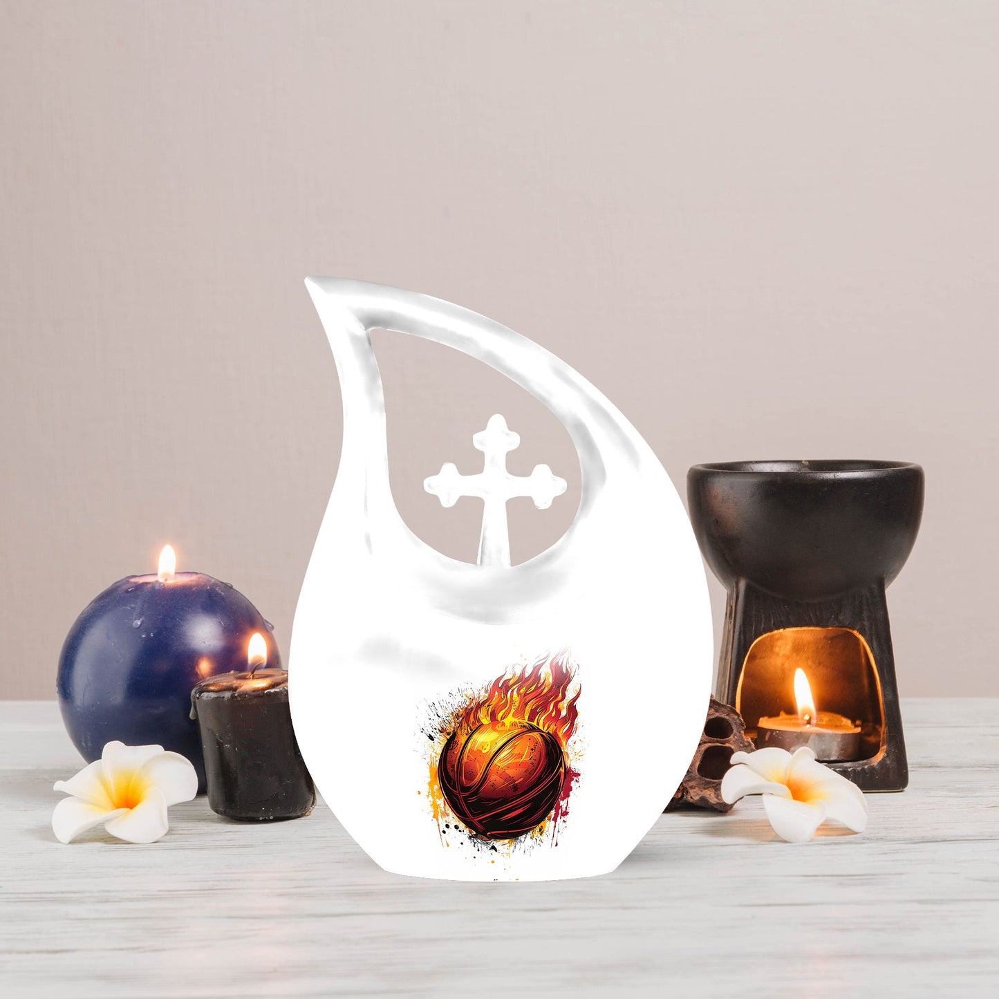 Cross drop designed Basketball urn 