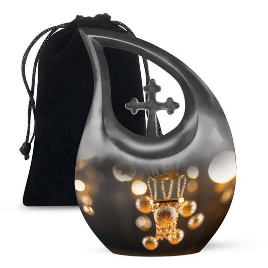 10 inch Basketball Themed Cross Drop Cremation Box for Adults