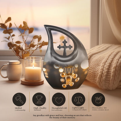 10 inch Basketball Themed Cross Drop Cremation Box for Adults