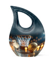 10-inch Basketball urn with Cross Drop design,