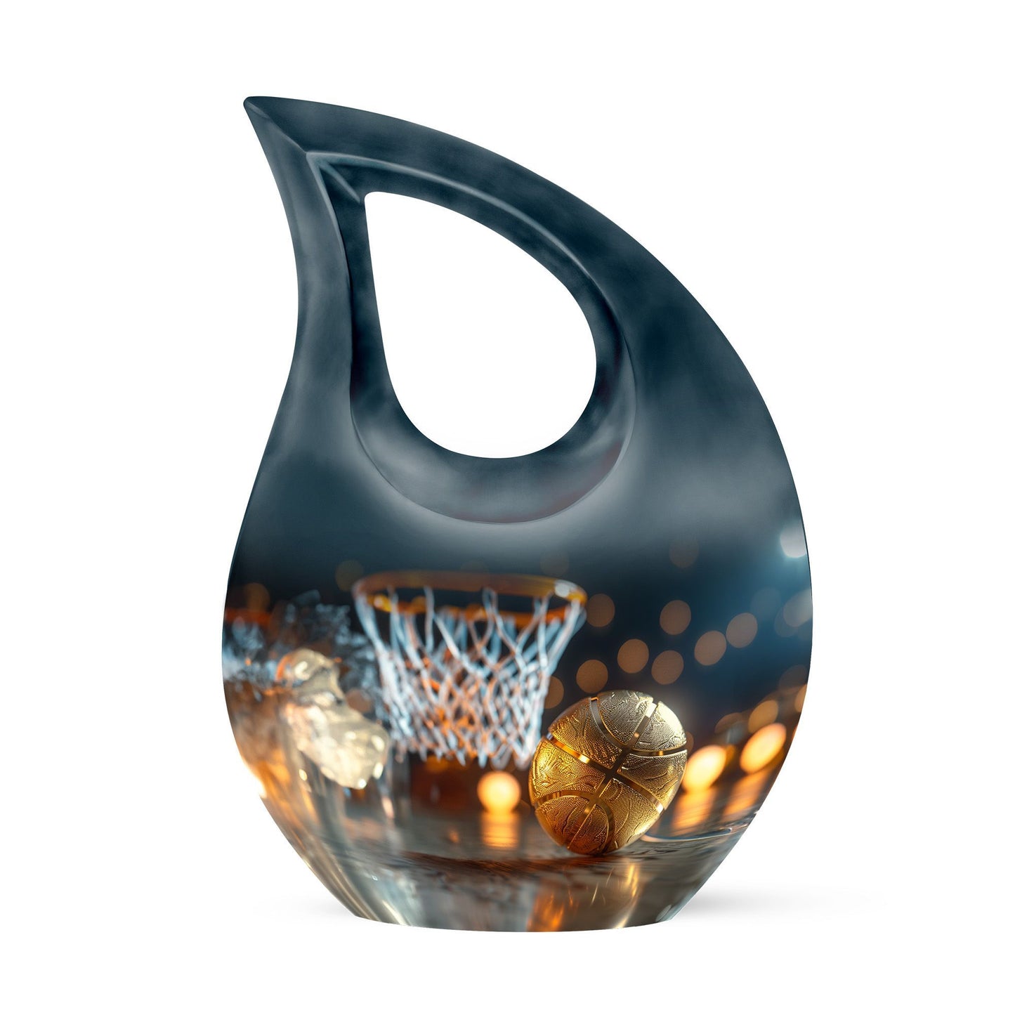 10-inch Basketball urn with Cross Drop design,