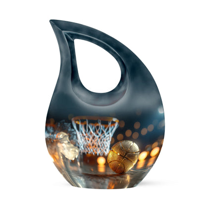 10-inch Basketball urn with Cross Drop design,