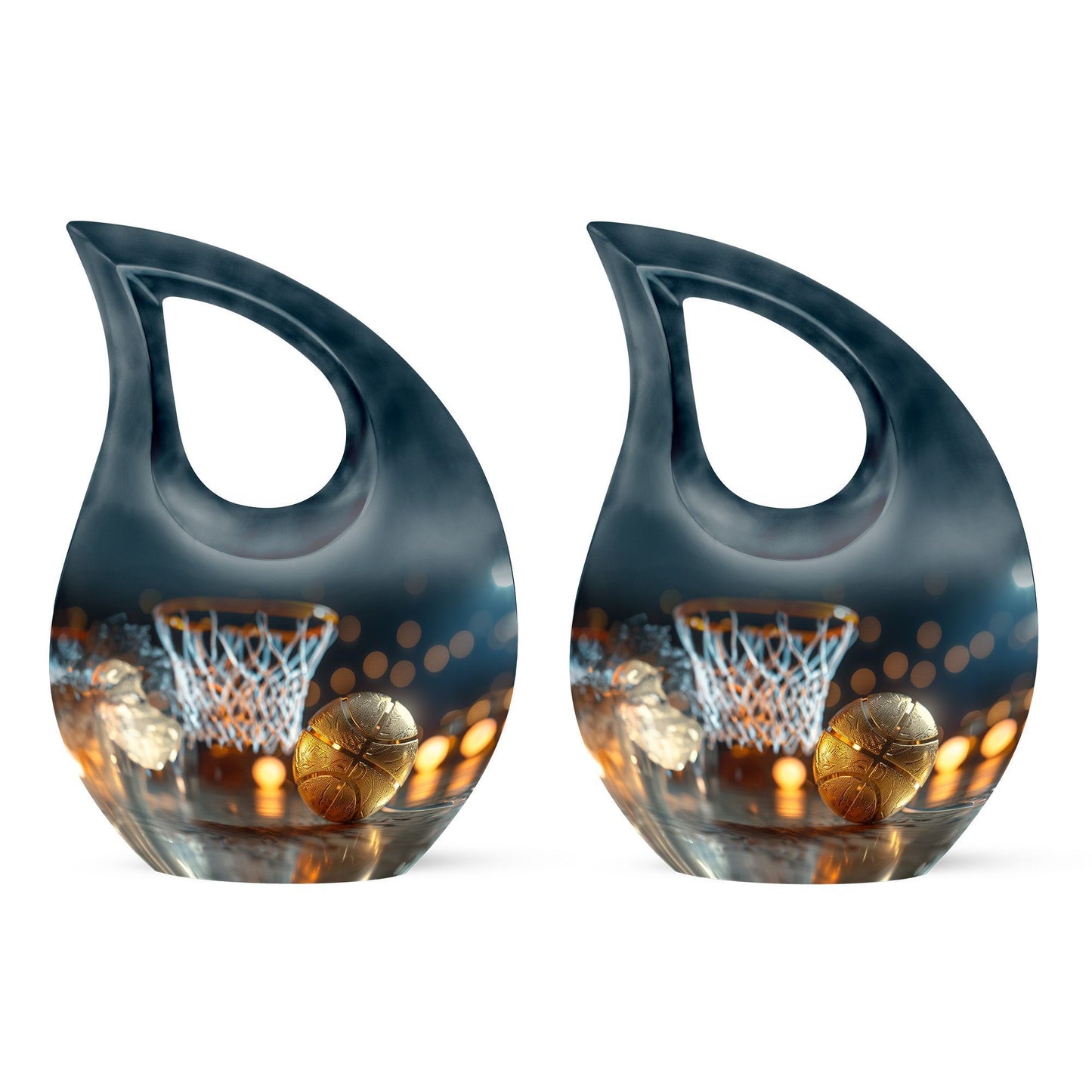 10-inch Basketball urn with Cross Drop design,