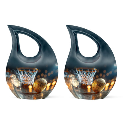 10-inch Basketball urn with Cross Drop design,
